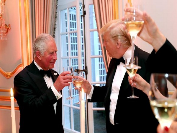US President Donald Trump and Prince Charles at the residence of US' Ambassador to the United Kingdom on Tuesday. (Photo/Reuters)