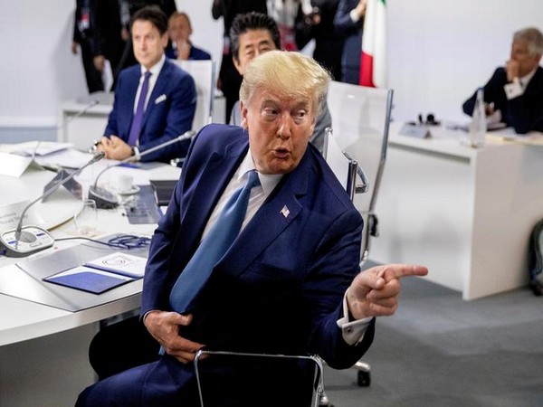 President Donald Trump at a G-7 Working Session on the Global Economy on Sunday.