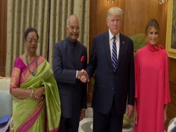 President Ram Nath Kovid and his wife Savita Kovid hosted the U.S. President Donald Trump and First Lady Melania Trump on a banquet held at the Rashtrapati Bhavan (Picture Courtesy: ANI)