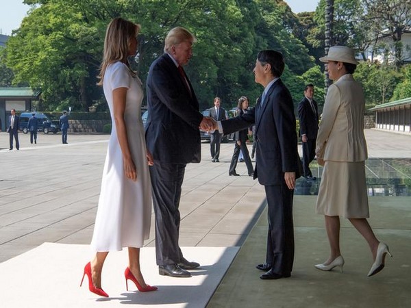 U.S. President Donald Trump and First Lady Melania Trump meet Japan's Emperor Naruhito and Empress Masako at the Imperial Palace in Tokyo on Monday. (Photo courtesy: Reuters)