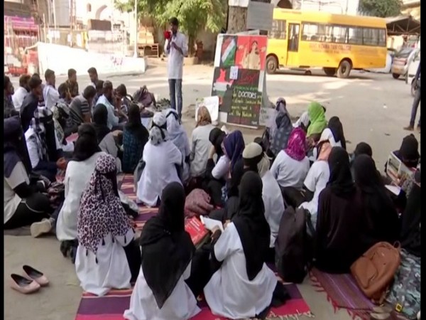 The doctors of the Nizamia Tibbi College have been protesting against Citizenship Amendment Act (CAA) and National Register of Citizens (NRC) for 30 days. Photo/ANI