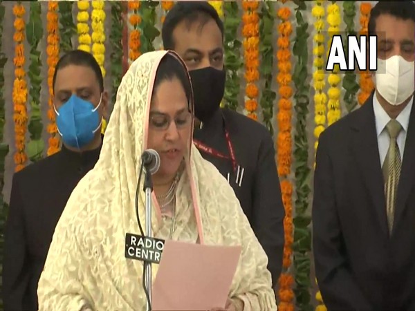 Zahida Khan sworn in as minister of state in Rajasthan Government at a function at Raj Bhawan in Jaipur (Photo/ANI)