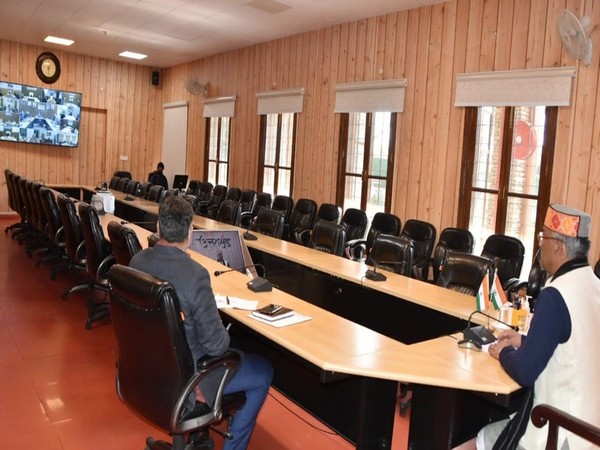 Uttarakhand Chief Minister Trivendra Singh Rawat during meeting with DMs on Saturday. (Photo/ANI)