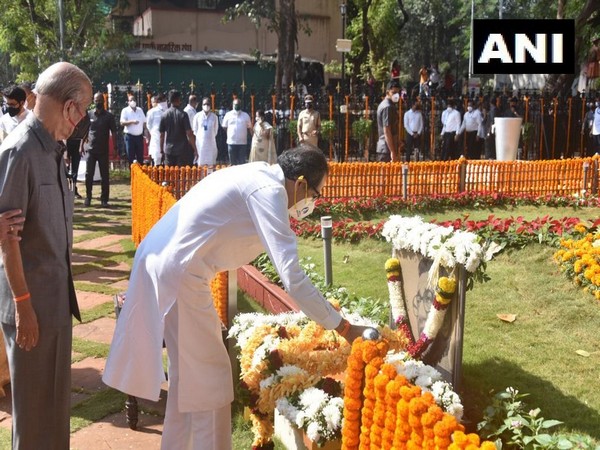 CM Uddhav Thaceray paying homage to Bal Thackeray At Shivaji Park