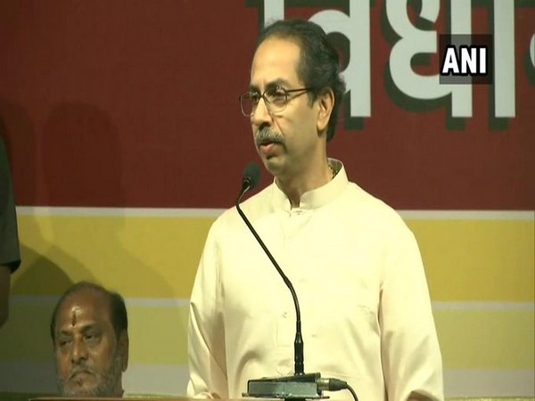 Uddhav Thackeray speaking at an event in Maharashtra on Saturday 