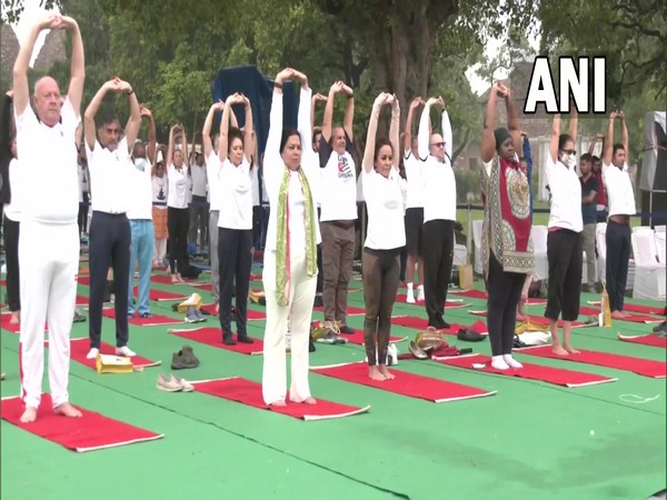 Union Ministers participate in Yoga session today. (Photo/ANI)