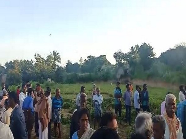 Villagers gathered at the site of the attack. [Photo/ANI]