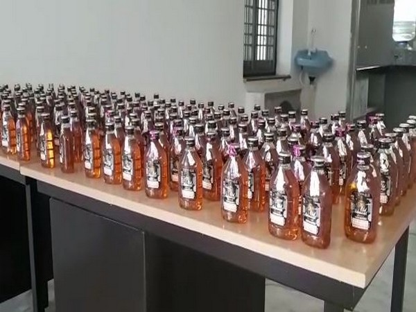 The seized liquor bottles which was being transported from Telangana to Andhra Pradesh. Photo/ANI
