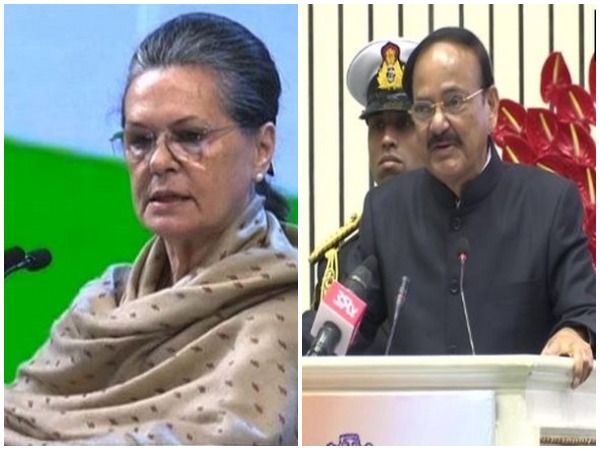 Congress interim President Sonia Gandhi and Vice President of India Venkaiah Naidu