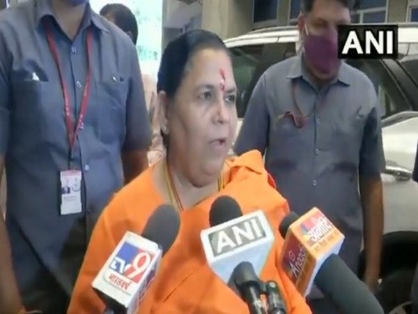 BJP leader Uma Bharti speaking to media on Monday. 