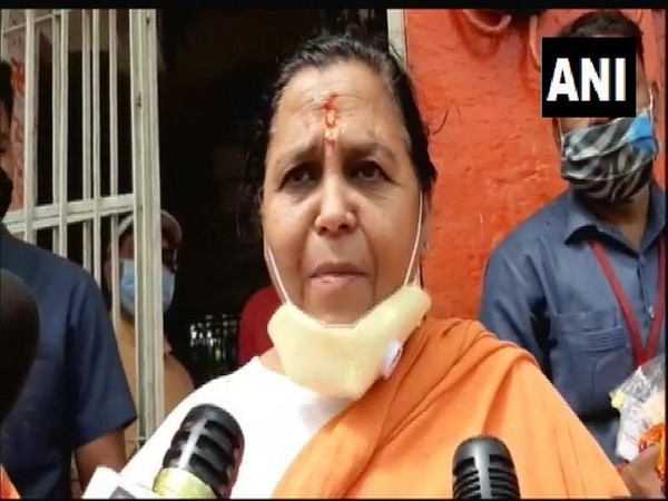 BJP leader Uma Bharti speaking to media on Monday.
