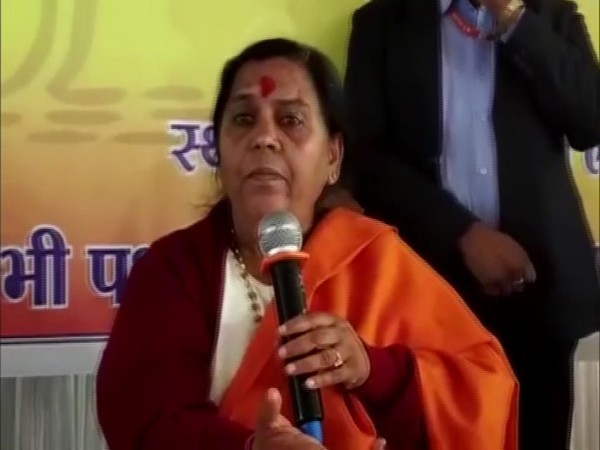 BJP leader Uma Bharti speaking at the event in Panna, Madhya Pradesh.
