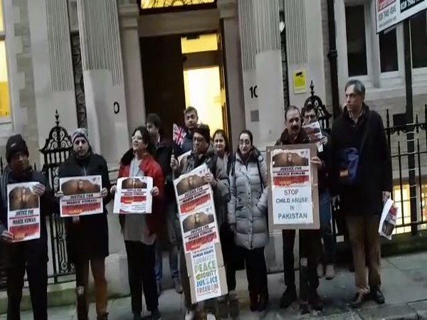 Protest took place outside UN office in London to seek justice for Mehak Kumari. Photo/ANI