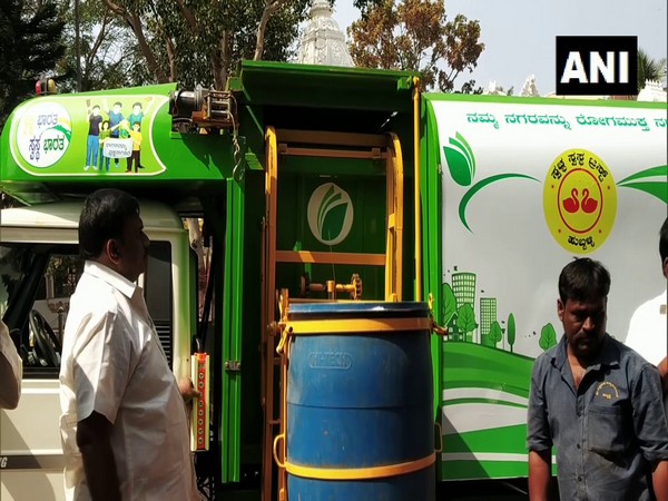 A man in Karnataka's Hubli developed a disposal system with an underground dustbin. (Photo/ANI)