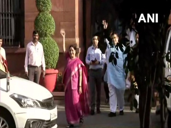 Union Ministers leave after the Union Cabinet meeting concluded in Delhi.