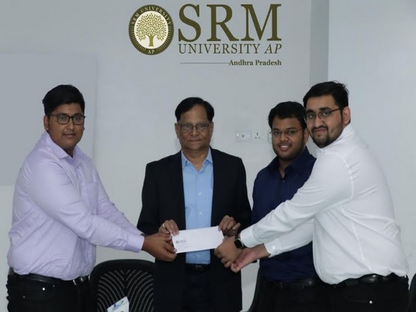 L to R: Sourav Sanyal, Prof. V S Rao - Vice Chancellor SRM AP, Miran Junaidi, Saurabh Ghaneker