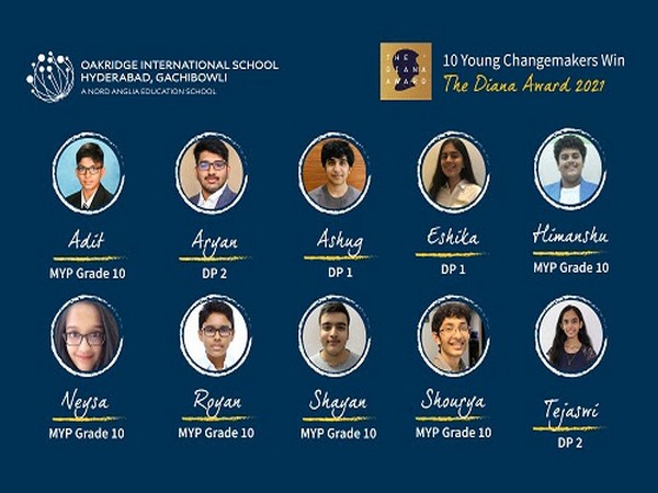 Winners of Diana Award 2021 from Oakridge International School Gachibowli