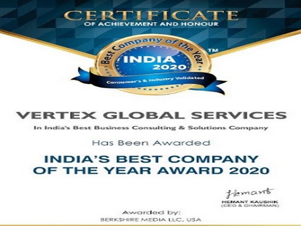 Vertex Global Services - India's Best Company of the Year Awards 2020