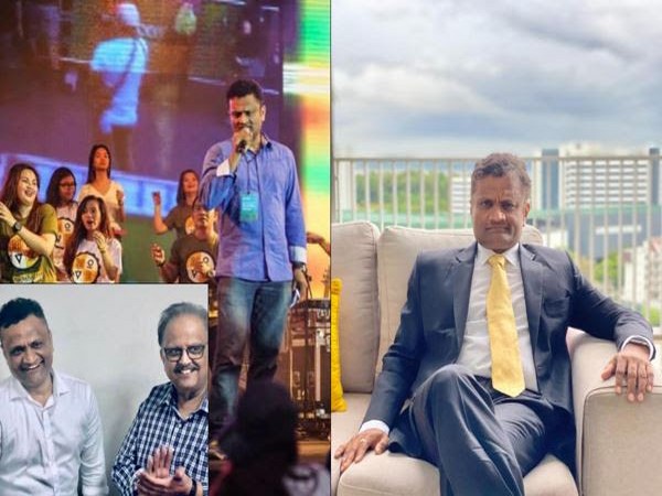    Ravi Viswathmula (left), along with veteran Indian Musician, SP Balasubrahmanyam (right)