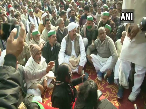 BKU chief Naresh Taikait  during Kisan Mahapanchayat at Muzaffarnagar