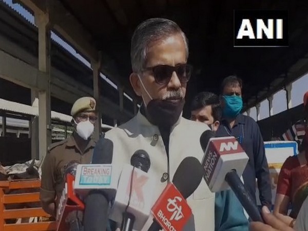 UP Chief Secretary R K Tiwari speaks to media on Sunday. (Photo/ANI)
