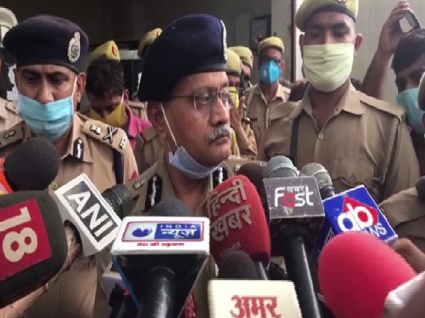 Uttar Pradesh DGP Hitesh Chandra Awasthi speaking to media on Thursday in Kanpur. 
