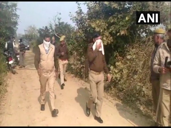 Police at the spot in Sitapur of Uttar Pradesh on Thursday.