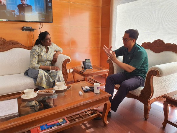 P T Usha and Union Sports Minister Kiren Rijiju (Image: PT Usha's Twitter)