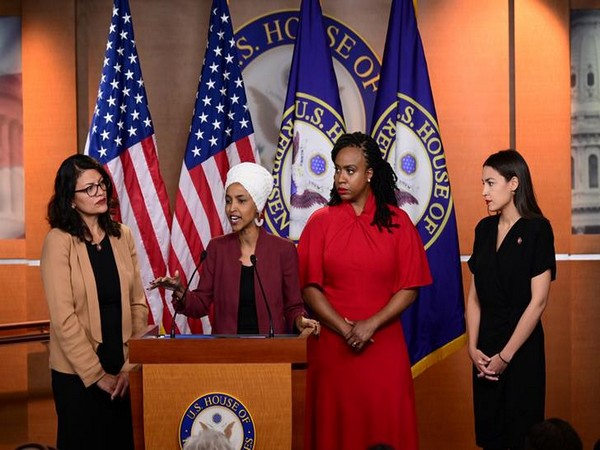 (From L to R) Democratic congresswomen Rashida Tlaib, Ilhan Omar, Ayanna Pressley and Alexandria Ocasio-Cortez during a joint press conference in Washington on Monday (Photo/Reuters)