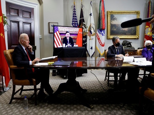 US President Joe Biden speaks virtually with Chinese leader Xi Jinping from the White House in Washington. (Photo Credit: Reuters)
