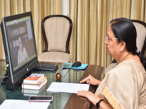Uttarakhand Governor Baby Rani Maurya addressing the webinar on Tuesday. 