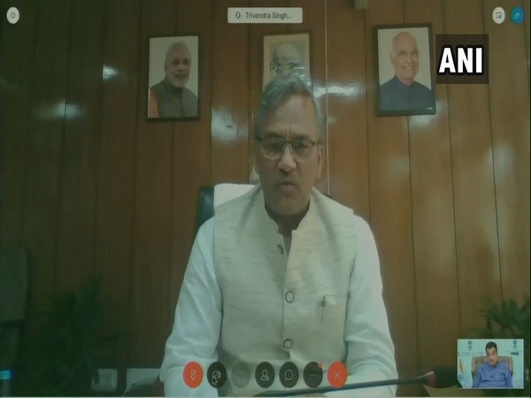 Uttarakhand Chief Minister Trivendra Singh Rawat during video conferencing with MSME Minister Nitin Gadkari