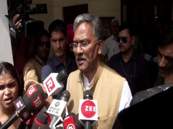 Uttarakhand CM Trivendra Singh Rawat speaking to reporters in New Delhi on Saturday. Photo/ANI