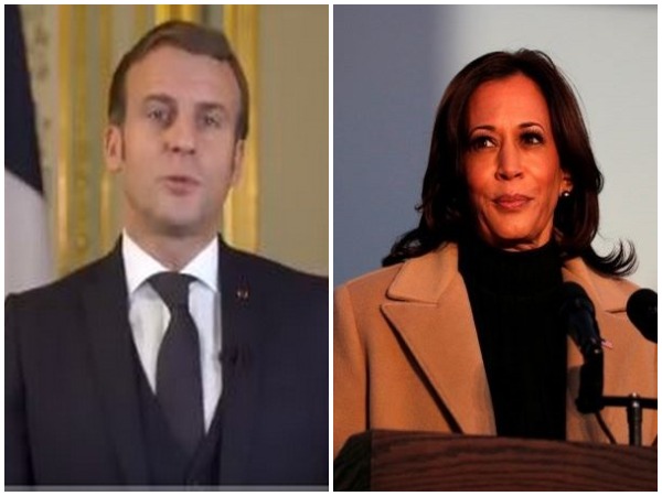 French President Emmanuel Macron and US Vice President Kamala Harris