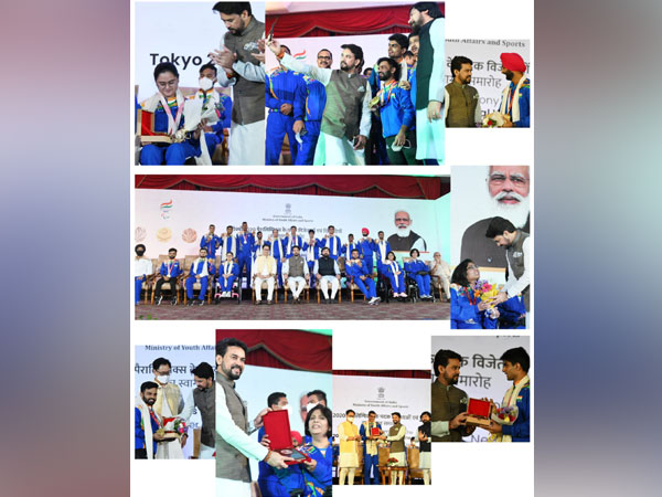 Anurag Thakur with Tokyo Paralympic medallists (Photo: Twitter/Anurag Thakur)