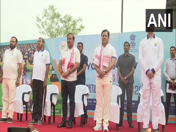 Union Minister Sarbananda Sonowal and Assam Cheif Minister Himanta Biswa Sarma attended 'Yoga Utsav' in Sivasagar (Photo/ANI)