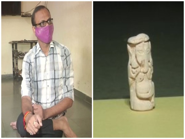 Artist Prajesh Shah has made images of lord Ganesh on a piece of chalk [Photo/ANI]