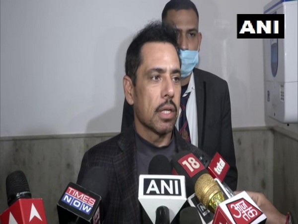 Robert Vadra, the son-in-law of Congress interim president Sonia Gandhi speaking to reporters on Tuesday. (Photo/ANI)