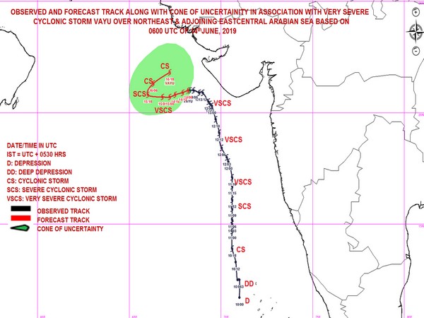The Vayu system is moving westwards affecting Porbandar and Dwarka (Pic courtesy IMD Twitter)