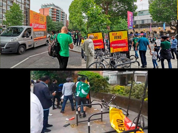 Vandalizers destroyed the banners highlighting “Enforced Disappearances in Pakistan” outside the Lords Stadium in London on June 24.