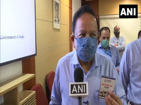 Union Health Minister Dr Harsh Vardhan talking to ANI in New Delhi on Monday. Photo/ANI