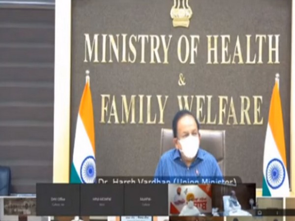 Union Health Minister Dr Harsh Vardhan holding video conferncing on Tuesday.