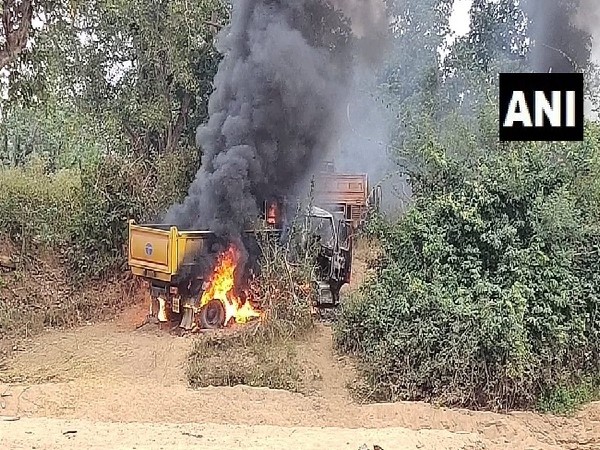 A visual in Bijapur in Chhattisgarh where six vehicles were set ablaze on Thursday. 