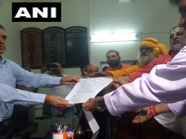 The Vishwa Hindu Parishad handed written application to District Commissioner in Ayodhya in Uttar Pradesh on Monday. Photo/ANI