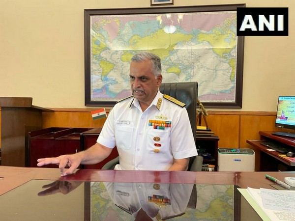 Indian Navy Vice Chief Vice Admiral G Ashok Kumar speaking to ANI (Photo/ ANI)