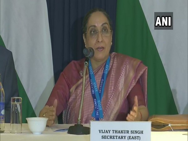 Vijay Thakur Singh, Secretary (East) at the MEA briefing media in Bangkok on Sunday. 