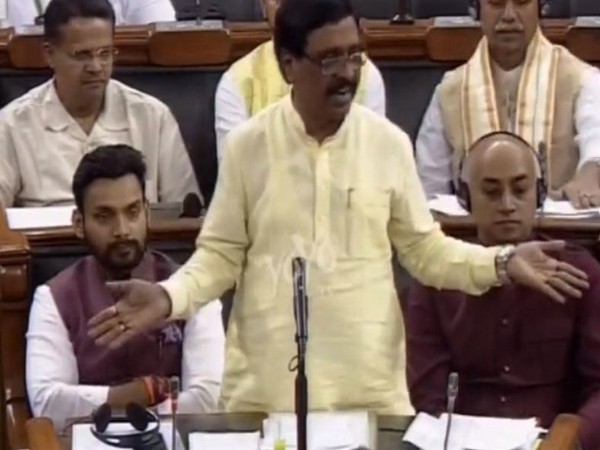 Shiv Sena MP Vinayak Raut speaking in Lok Sabha on Thursday. Photo/LSTV