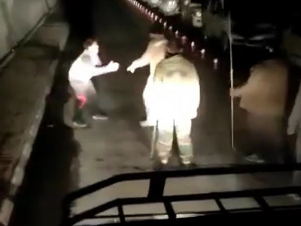 A photograb from the viral video of the incident. (Photo/ANI)