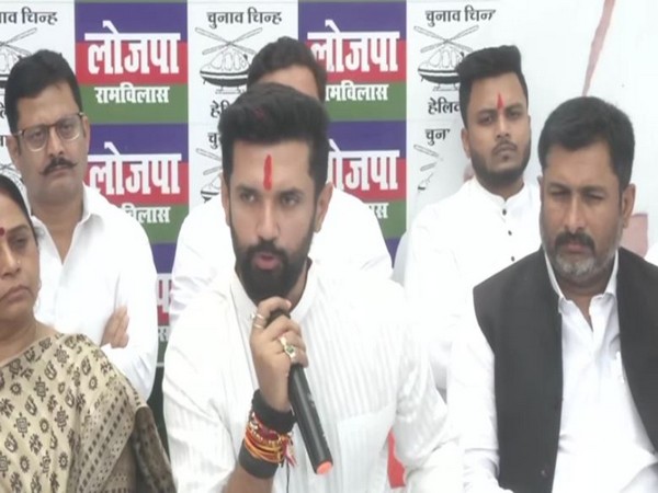 Lok Janshakti Party (Ram Vilas) chief Chirag Paswan addresses a press conference in Patna (Photo/ANI)