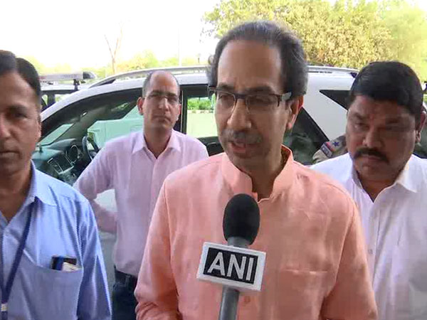Shiv Sena chief Uddhav Thackeray speaking to ANI on Saturday in Gandhinagar, Gujarat. Photo/ANI